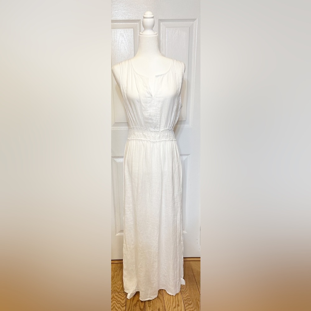 Terzo Millenio dress crochet bohemian  pheasant dress white maxi Sz 12 Medium